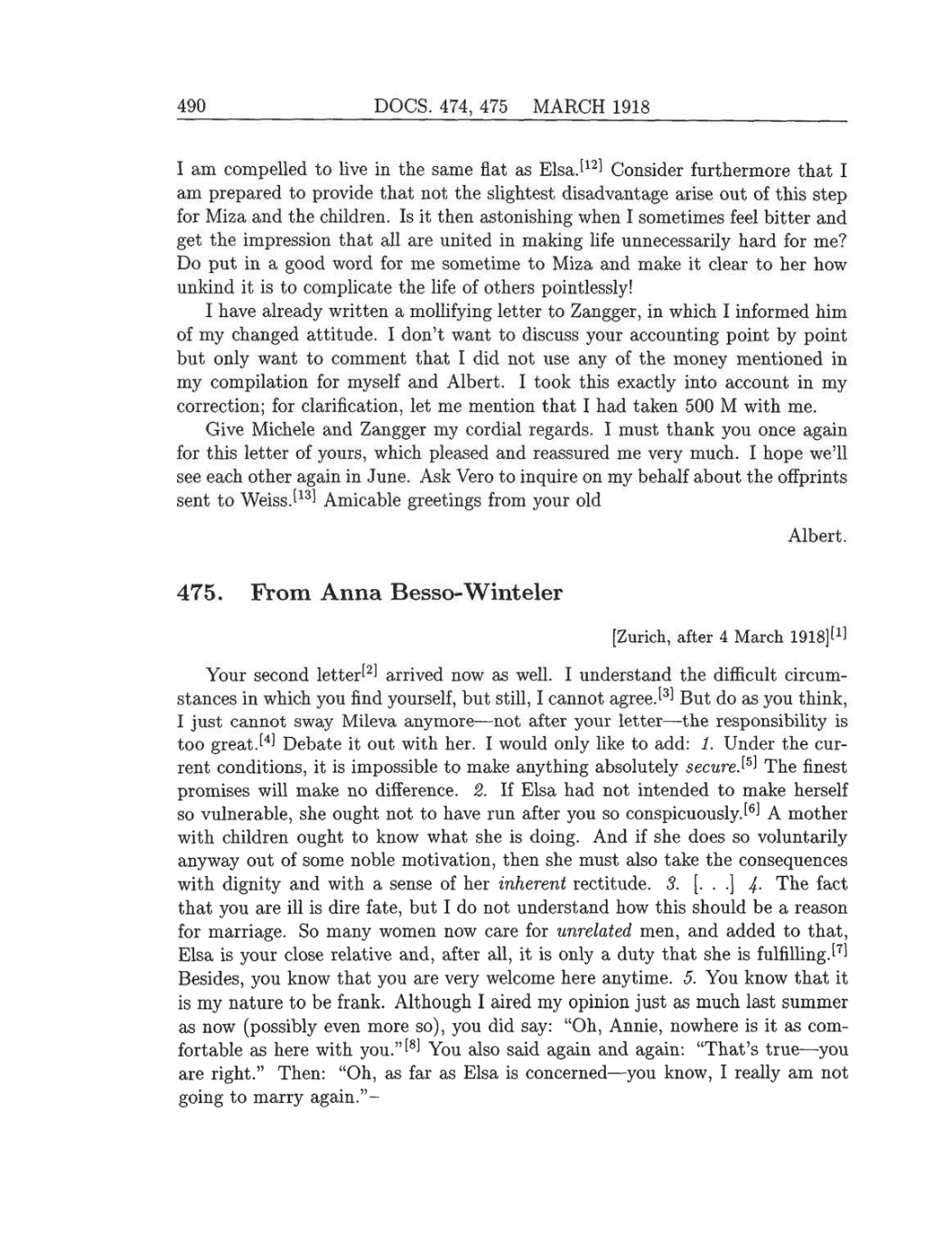 Volume 8: The Berlin Years: Correspondence, 1914-1918 (English translation supplement) page 490