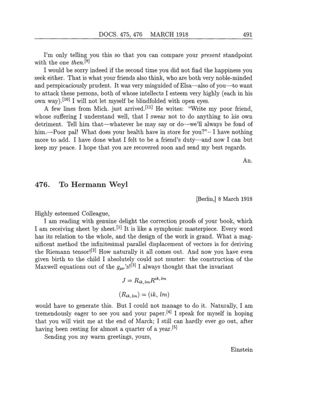 Volume 8: The Berlin Years: Correspondence, 1914-1918 (English translation supplement) page 491