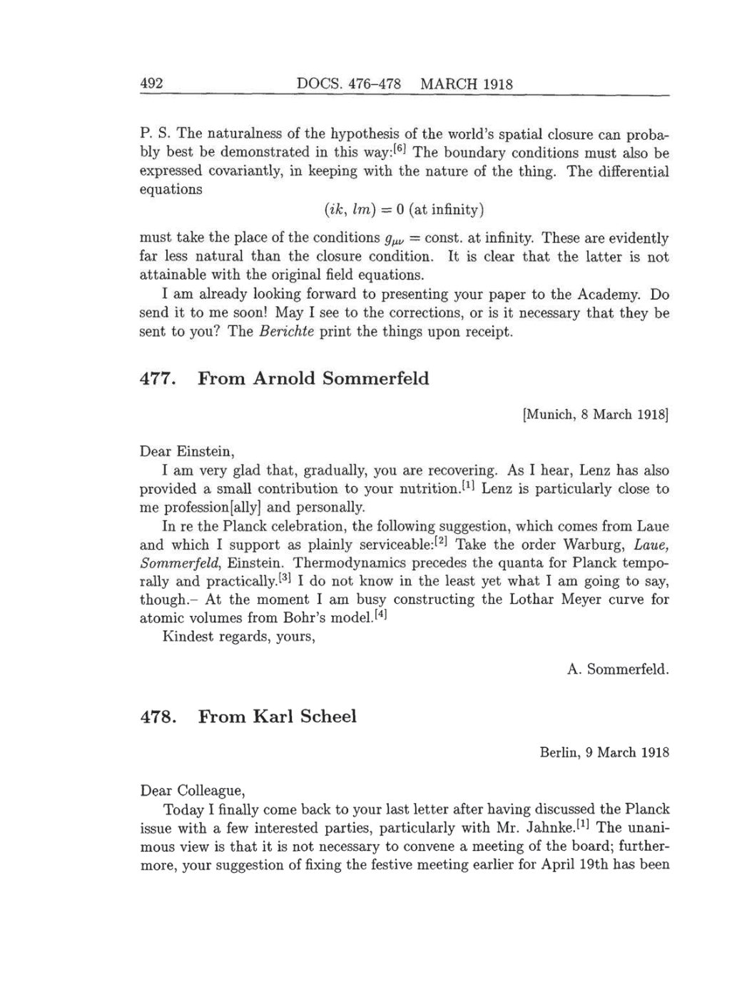 Volume 8: The Berlin Years: Correspondence, 1914-1918 (English translation supplement) page 492