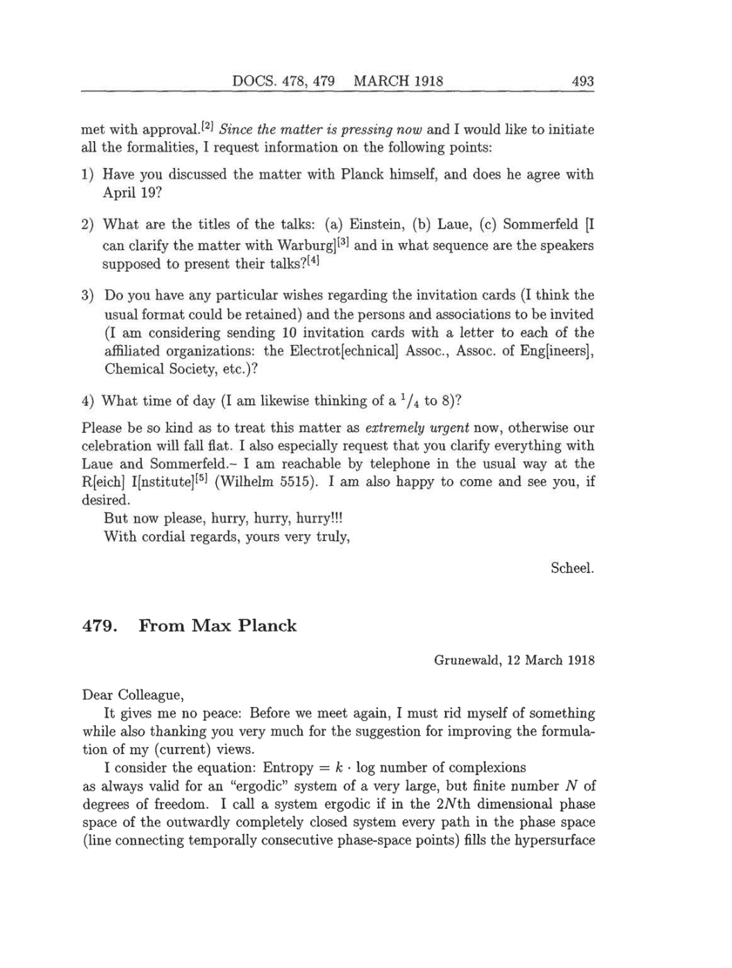 Volume 8: The Berlin Years: Correspondence, 1914-1918 (English translation supplement) page 493