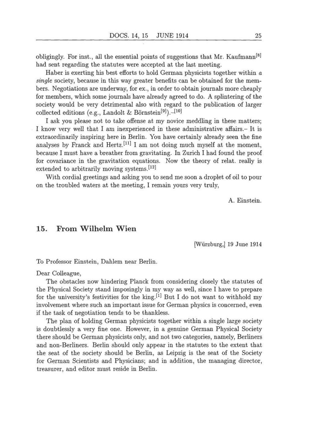 Volume 8: The Berlin Years: Correspondence, 1914-1918 (English translation supplement) page 25