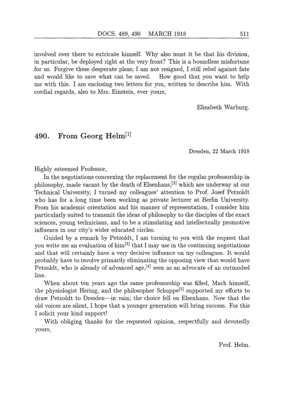 Volume 8: The Berlin Years: Correspondence, 1914-1918 (English translation supplement) page 511