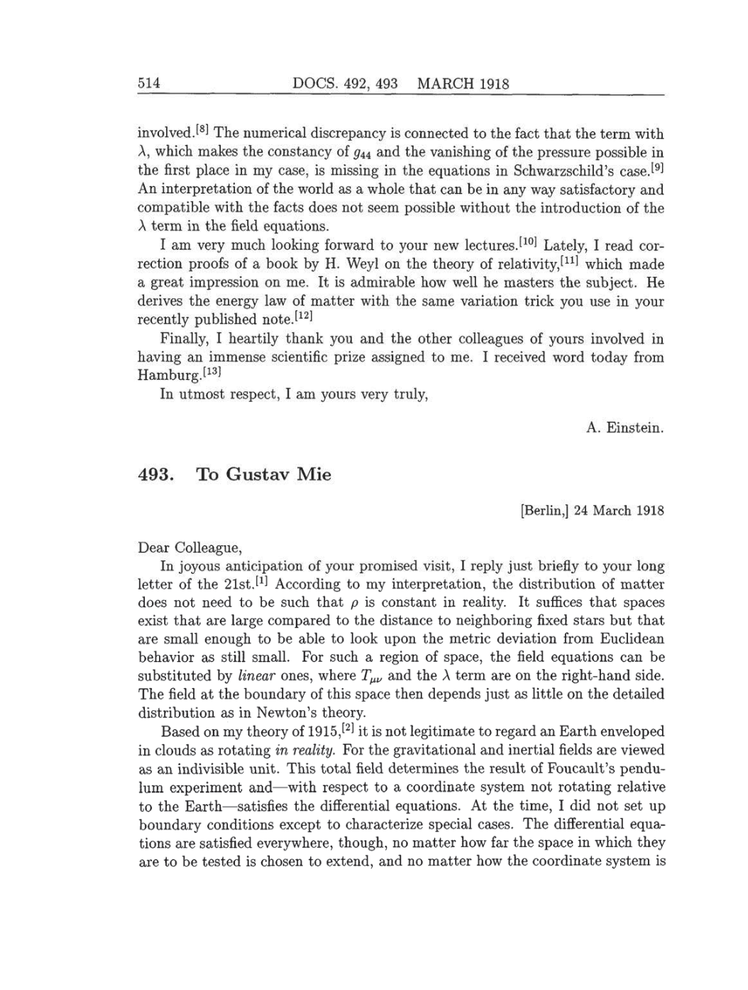 Volume 8: The Berlin Years: Correspondence, 1914-1918 (English translation supplement) page 514