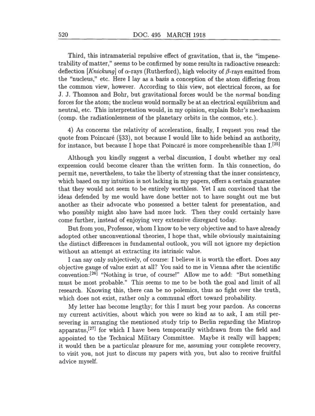 Volume 8: The Berlin Years: Correspondence, 1914-1918 (English translation supplement) page 520