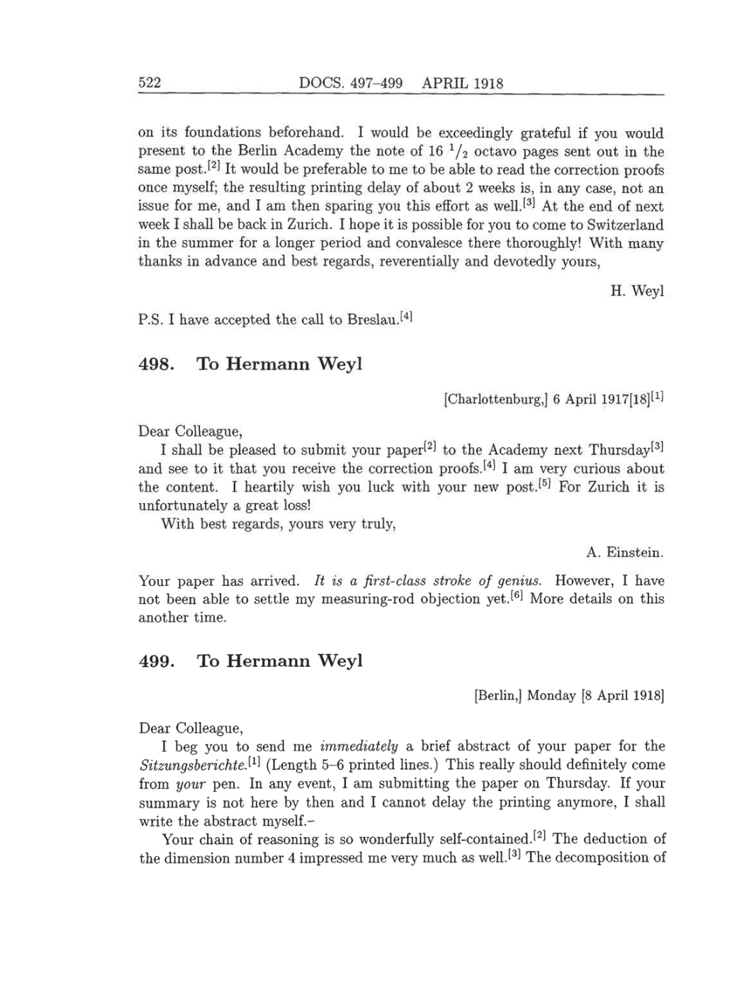 Volume 8: The Berlin Years: Correspondence, 1914-1918 (English translation supplement) page 522