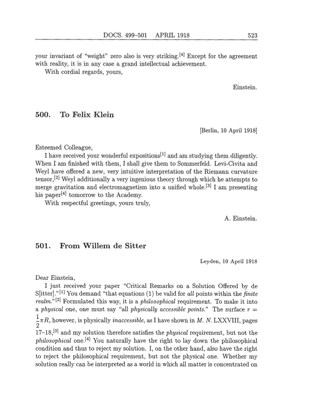 Volume 8: The Berlin Years: Correspondence, 1914-1918 (English translation supplement) page 523