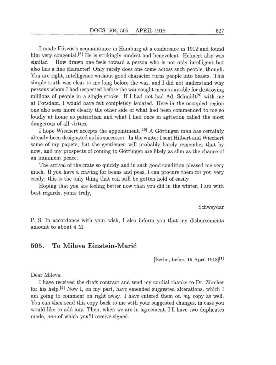 Volume 8: The Berlin Years: Correspondence, 1914-1918 (English translation supplement) page 527