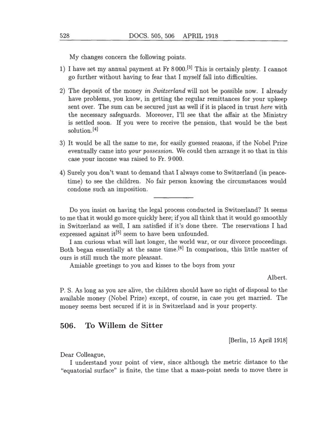 Volume 8: The Berlin Years: Correspondence, 1914-1918 (English translation supplement) page 528