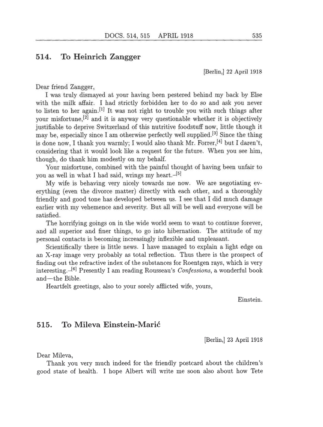 Volume 8: The Berlin Years: Correspondence, 1914-1918 (English translation supplement) page 535