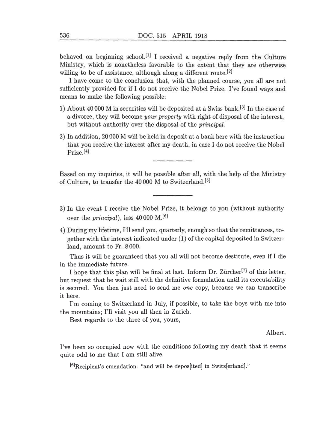 Volume 8: The Berlin Years: Correspondence, 1914-1918 (English translation supplement) page 536