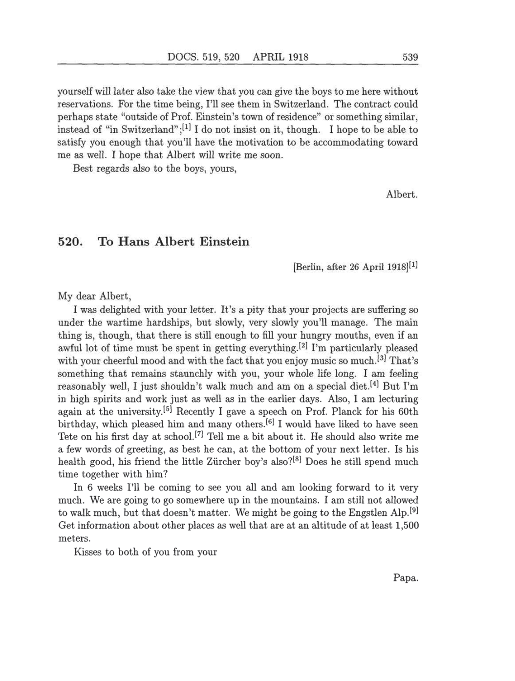 Volume 8: The Berlin Years: Correspondence, 1914-1918 (English translation supplement) page 539