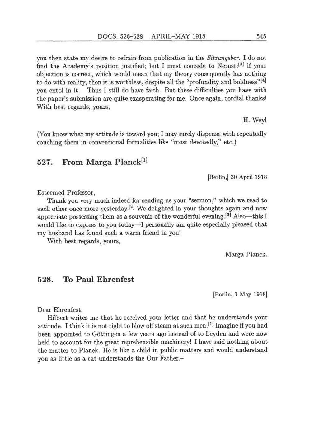 Volume 8: The Berlin Years: Correspondence, 1914-1918 (English translation supplement) page 545