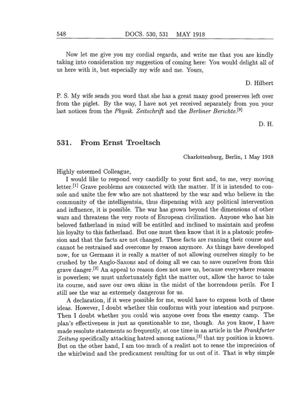 Volume 8: The Berlin Years: Correspondence, 1914-1918 (English translation supplement) page 548