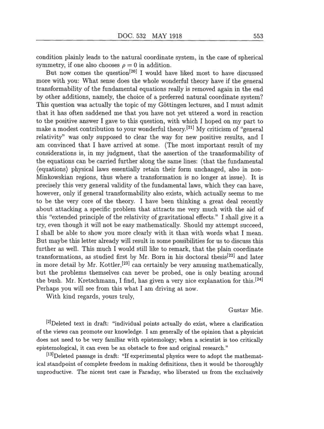 Volume 8: The Berlin Years: Correspondence, 1914-1918 (English translation supplement) page 553