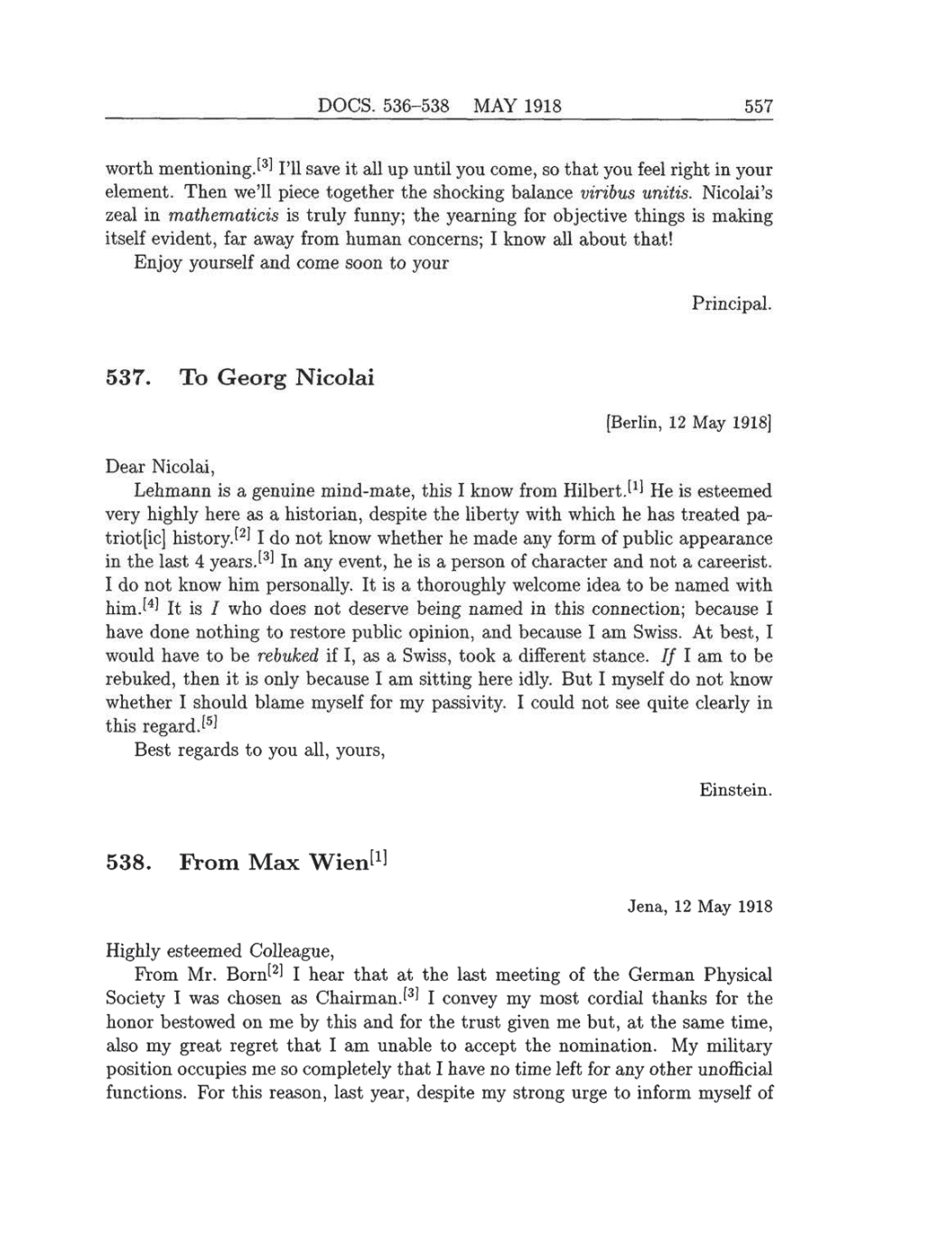 Volume 8: The Berlin Years: Correspondence, 1914-1918 (English translation supplement) page 557