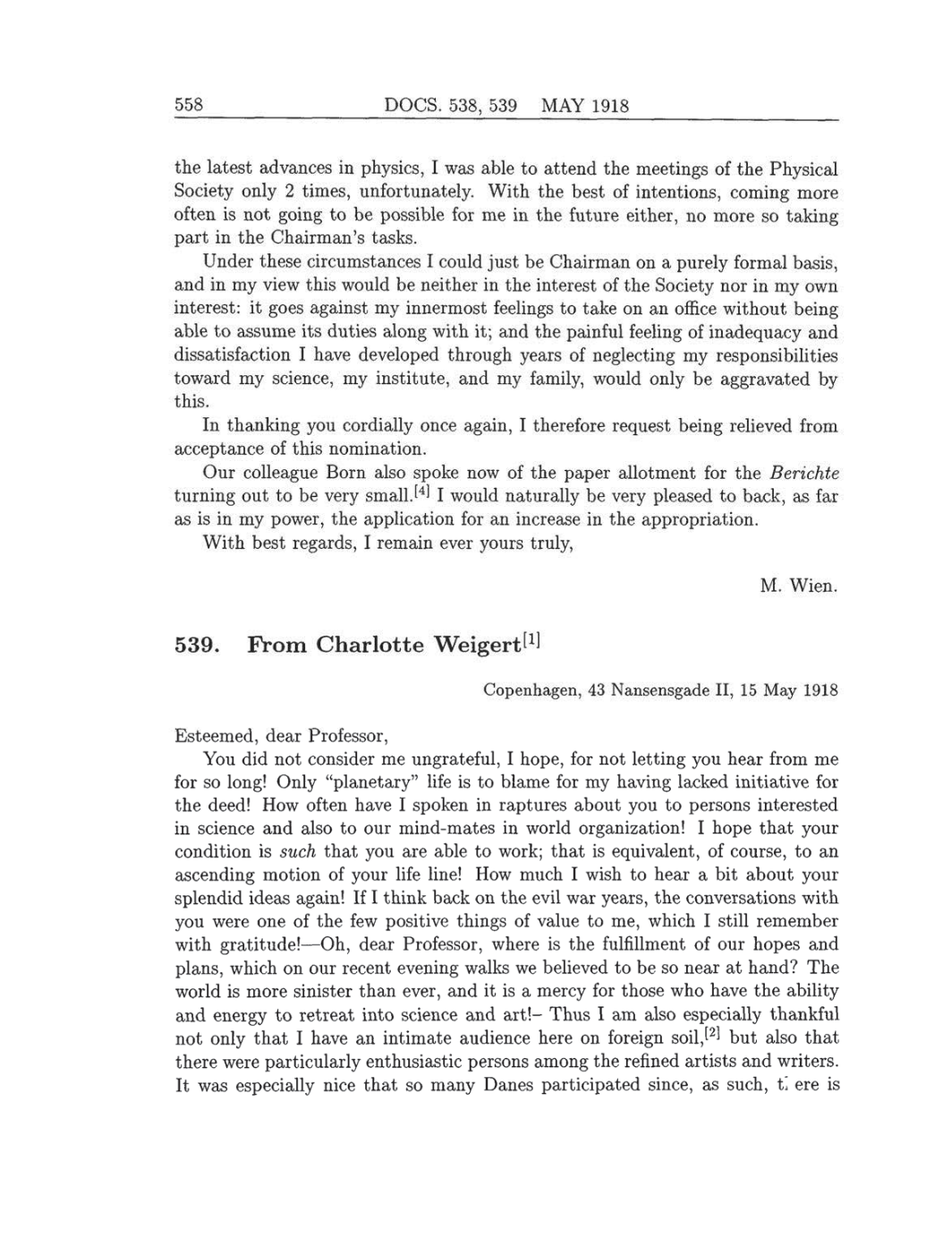 Volume 8: The Berlin Years: Correspondence, 1914-1918 (English translation supplement) page 558