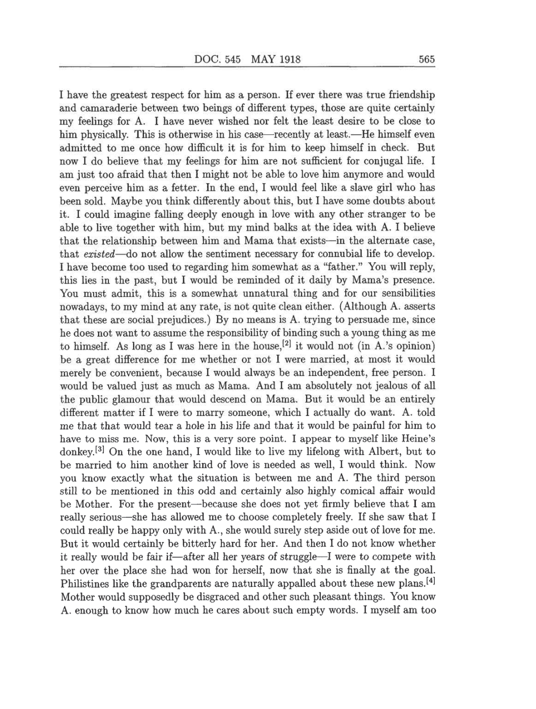 Volume 8: The Berlin Years: Correspondence, 1914-1918 (English translation supplement) page 565