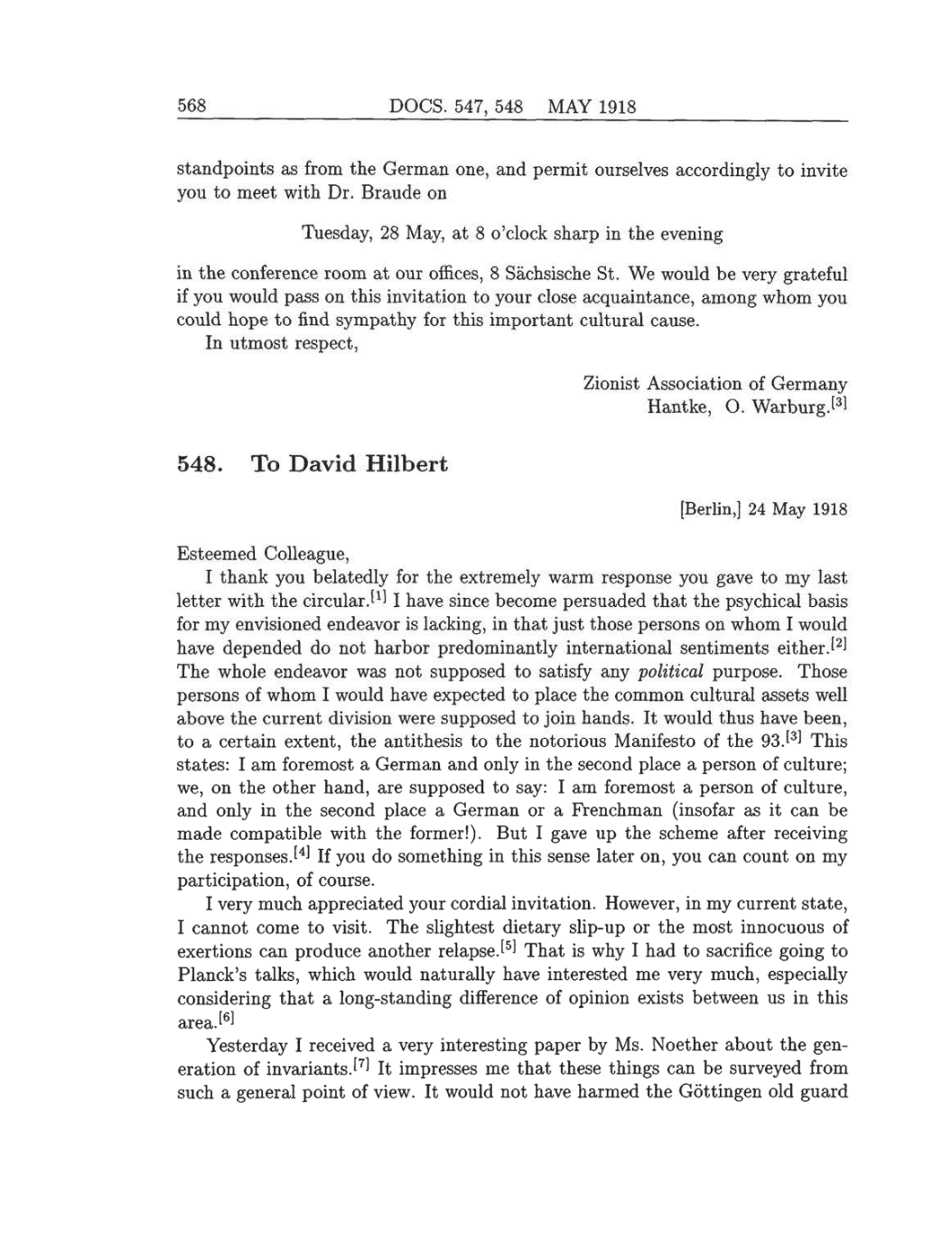 Volume 8: The Berlin Years: Correspondence, 1914-1918 (English translation supplement) page 568