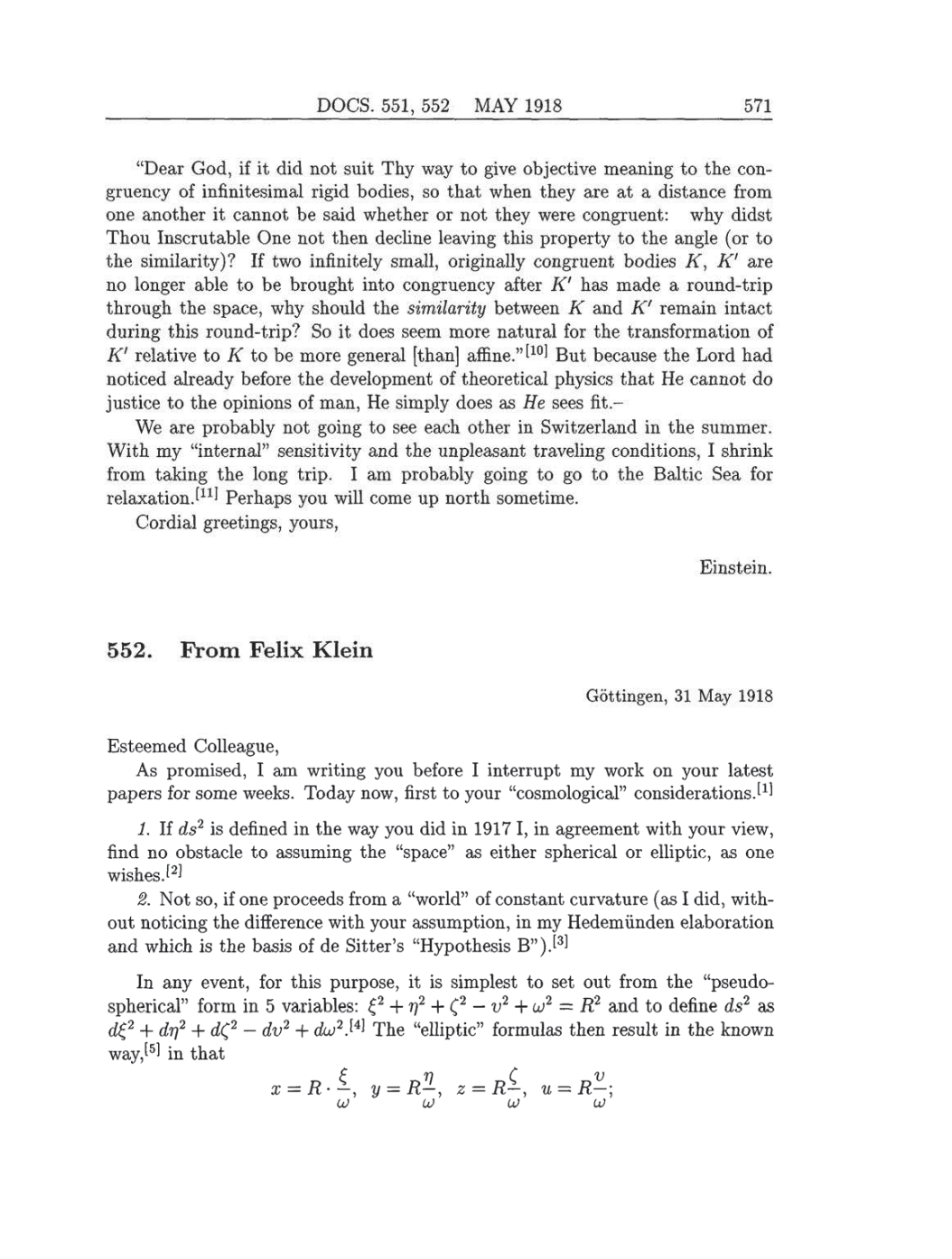 Volume 8: The Berlin Years: Correspondence, 1914-1918 (English translation supplement) page 571