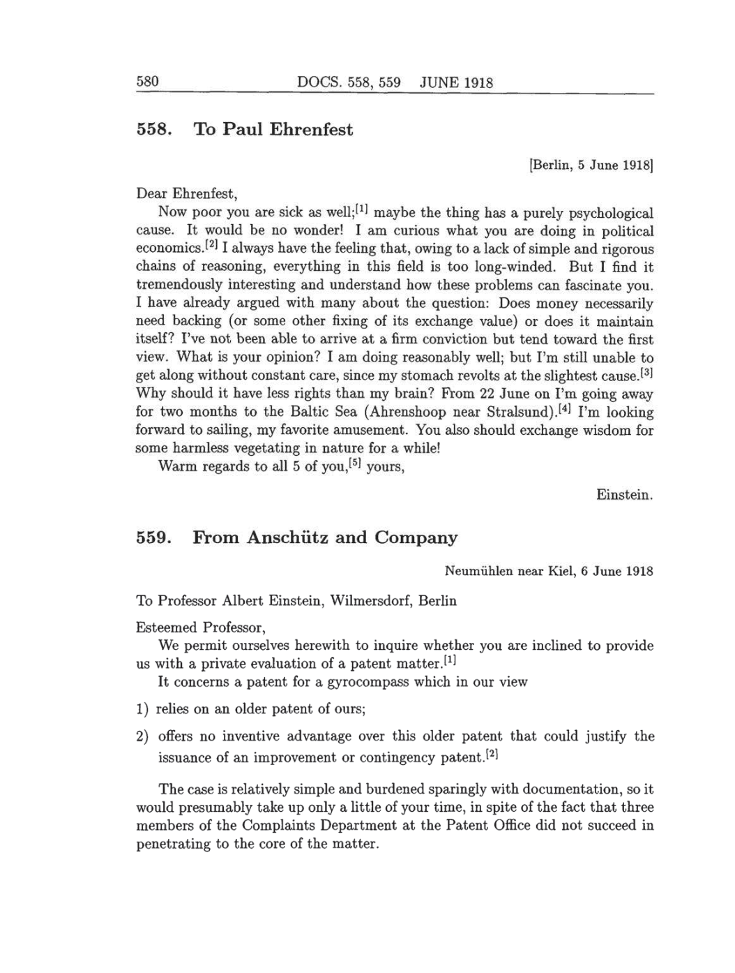 Volume 8: The Berlin Years: Correspondence, 1914-1918 (English translation supplement) page 580