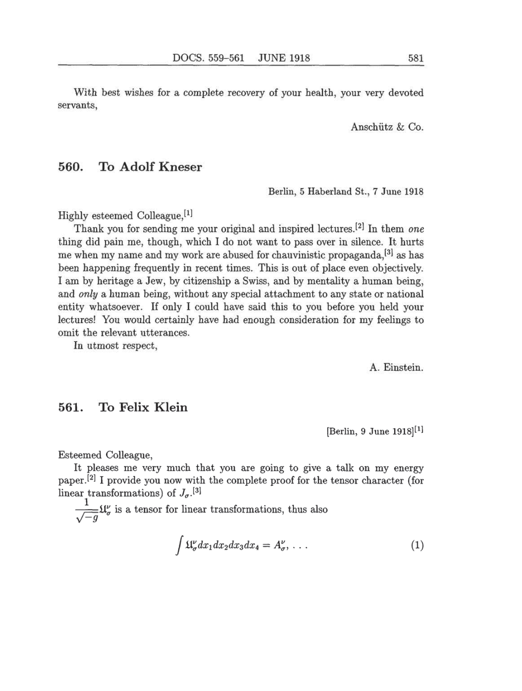 Volume 8: The Berlin Years: Correspondence, 1914-1918 (English translation supplement) page 581