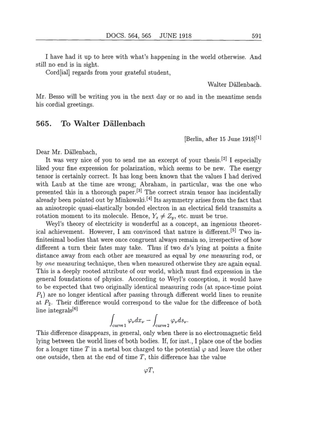 Volume 8: The Berlin Years: Correspondence, 1914-1918 (English translation supplement) page 591