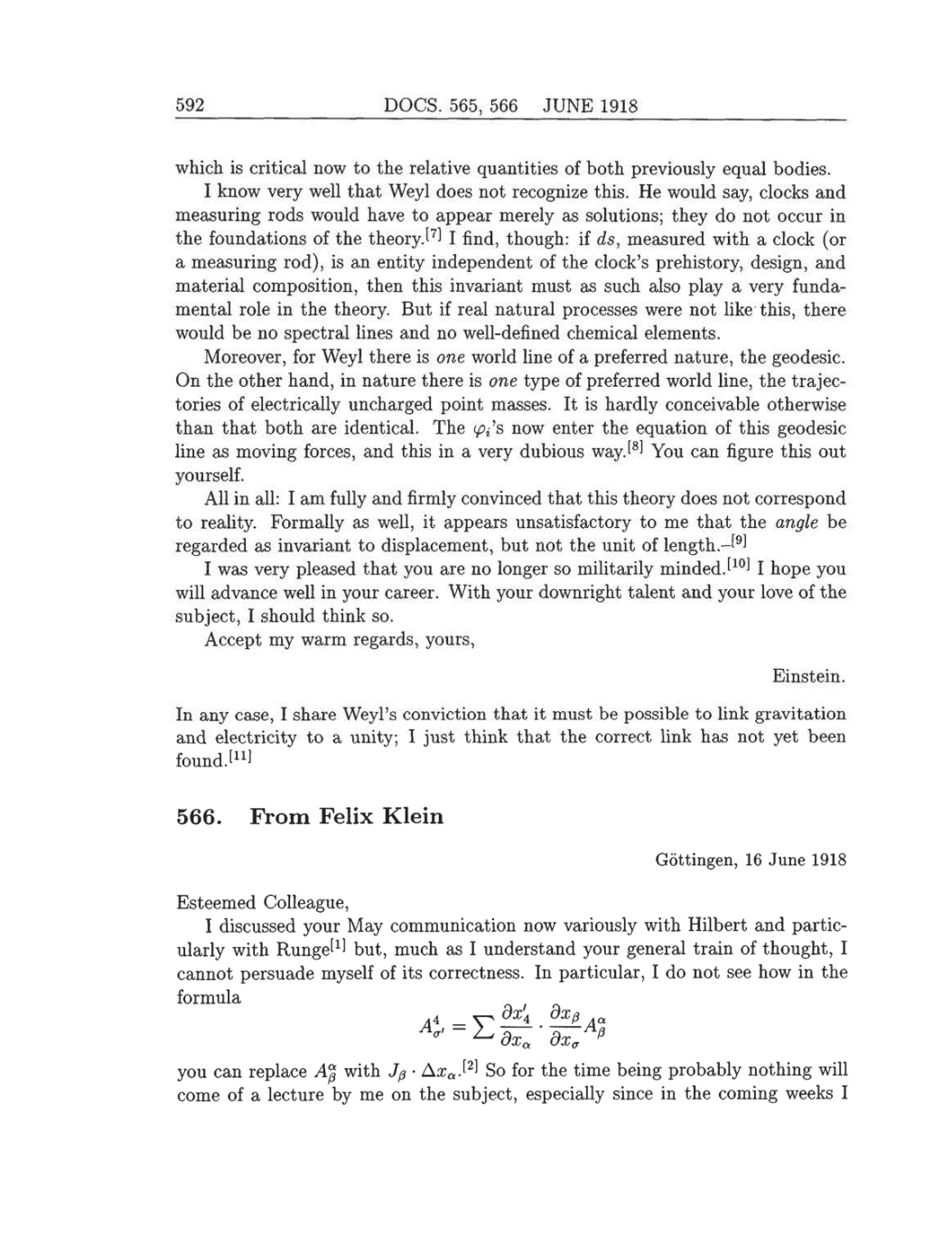 Volume 8: The Berlin Years: Correspondence, 1914-1918 (English translation supplement) page 592