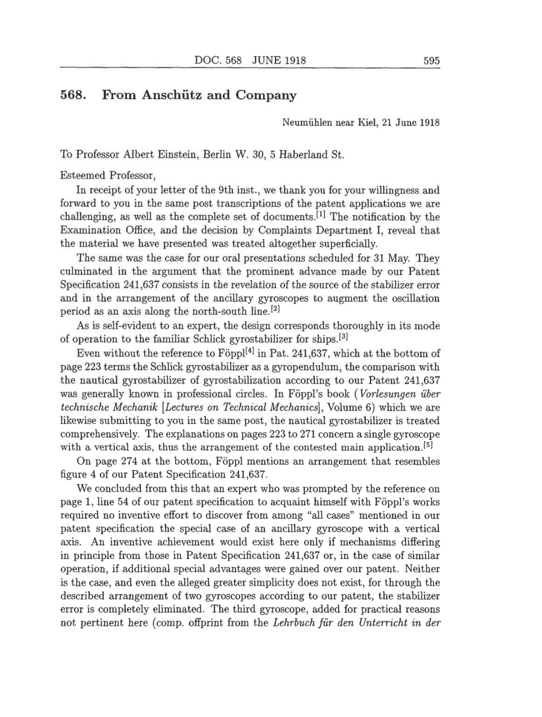 Volume 8: The Berlin Years: Correspondence, 1914-1918 (English translation supplement) page 595