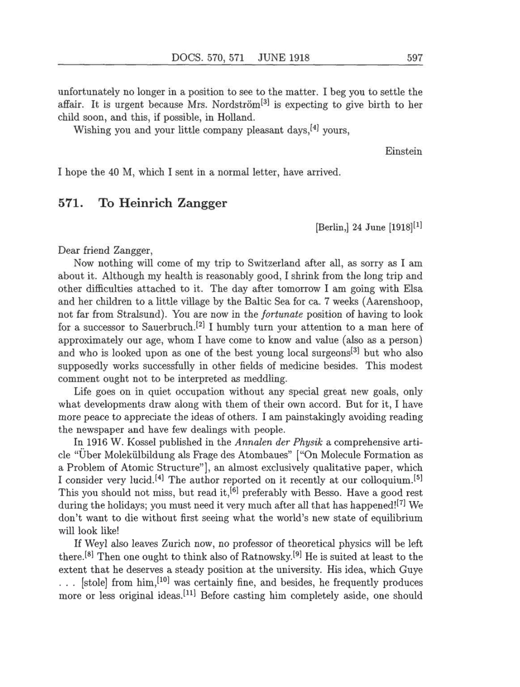 Volume 8: The Berlin Years: Correspondence, 1914-1918 (English translation supplement) page 597