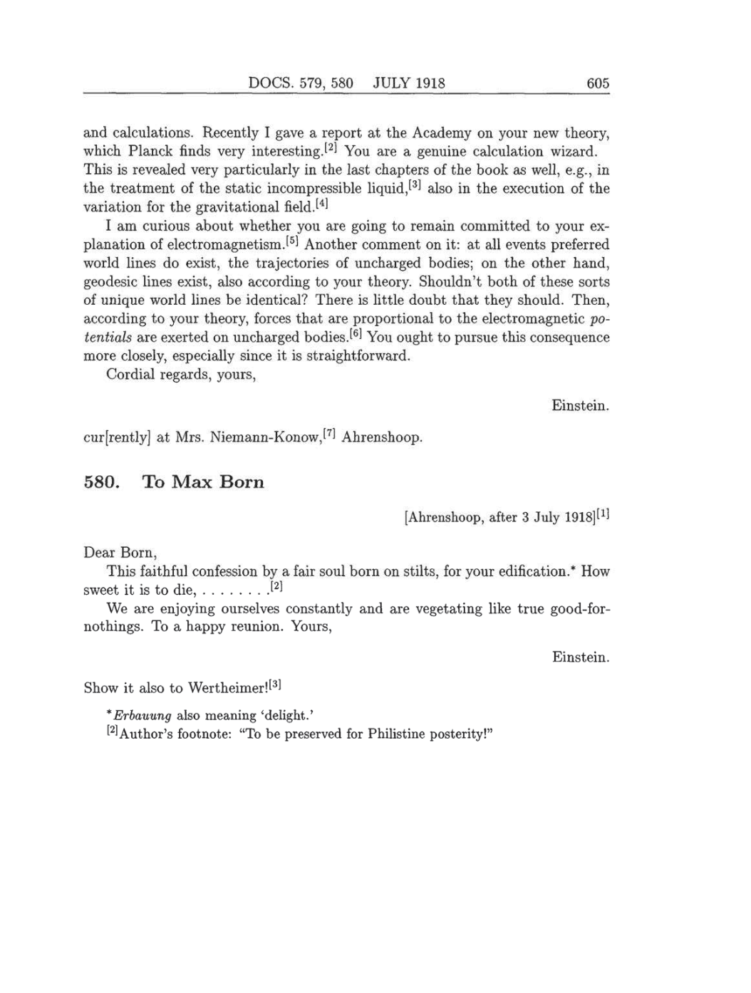 Volume 8: The Berlin Years: Correspondence, 1914-1918 (English translation supplement) page 605