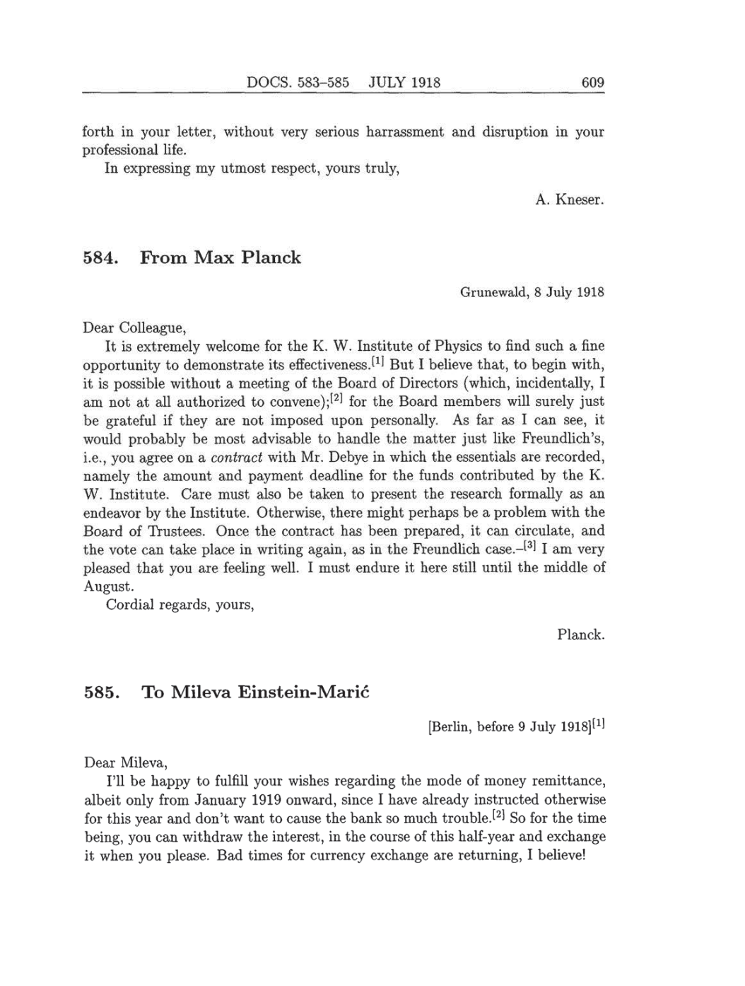 Volume 8: The Berlin Years: Correspondence, 1914-1918 (English translation supplement) page 609