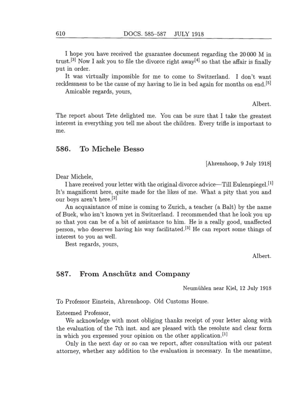 Volume 8: The Berlin Years: Correspondence, 1914-1918 (English translation supplement) page 610