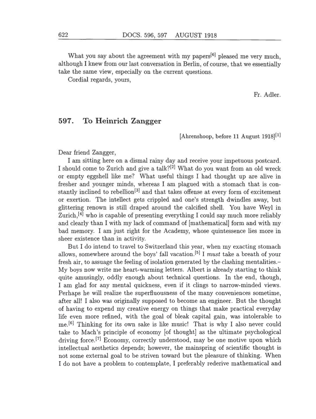 Volume 8: The Berlin Years: Correspondence, 1914-1918 (English translation supplement) page 622