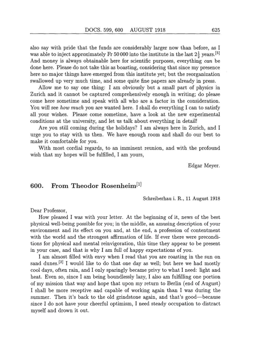 Volume 8: The Berlin Years: Correspondence, 1914-1918 (English translation supplement) page 625