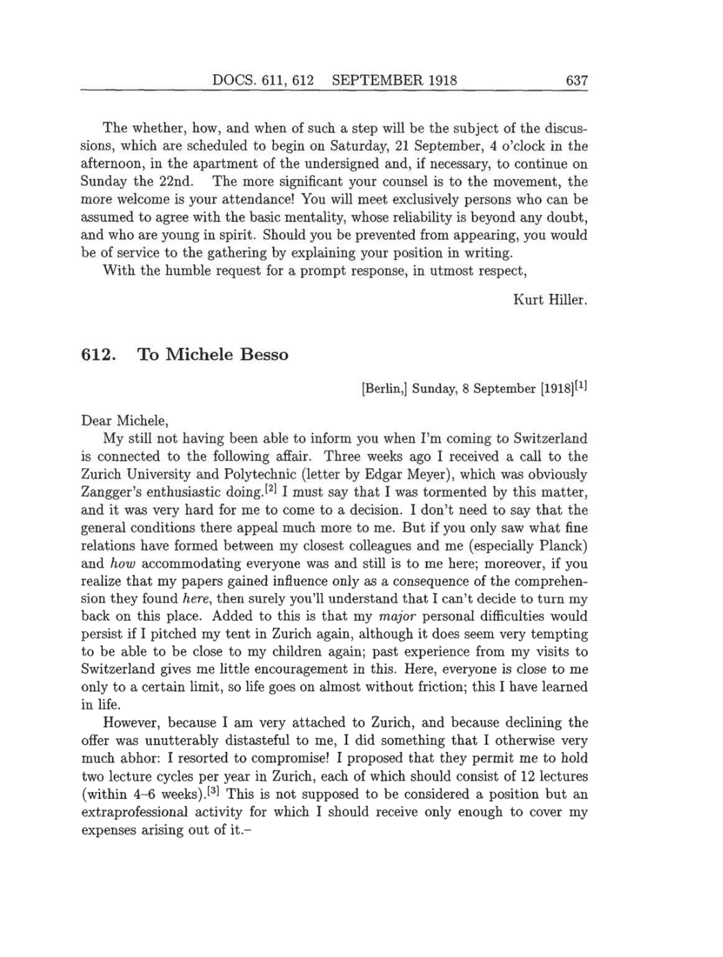 Volume 8: The Berlin Years: Correspondence, 1914-1918 (English translation supplement) page 637