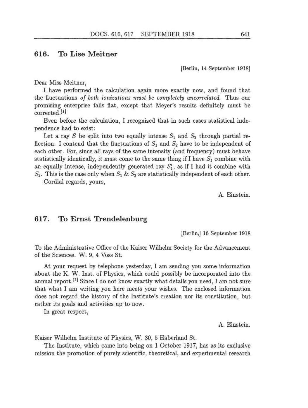 Volume 8: The Berlin Years: Correspondence, 1914-1918 (English translation supplement) page 641