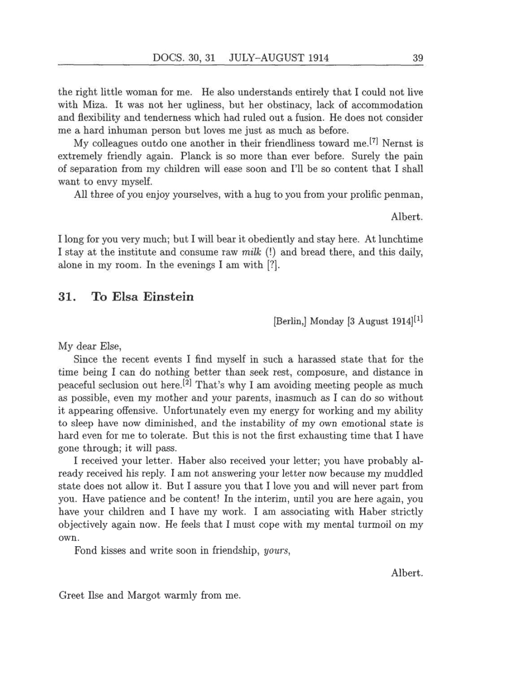 Volume 8: The Berlin Years: Correspondence, 1914-1918 (English translation supplement) page 39