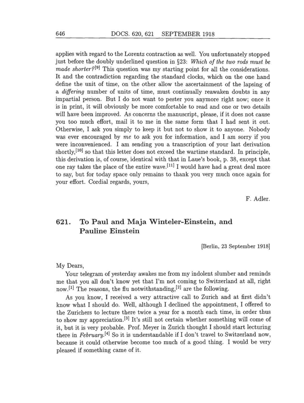 Volume 8: The Berlin Years: Correspondence, 1914-1918 (English translation supplement) page 646
