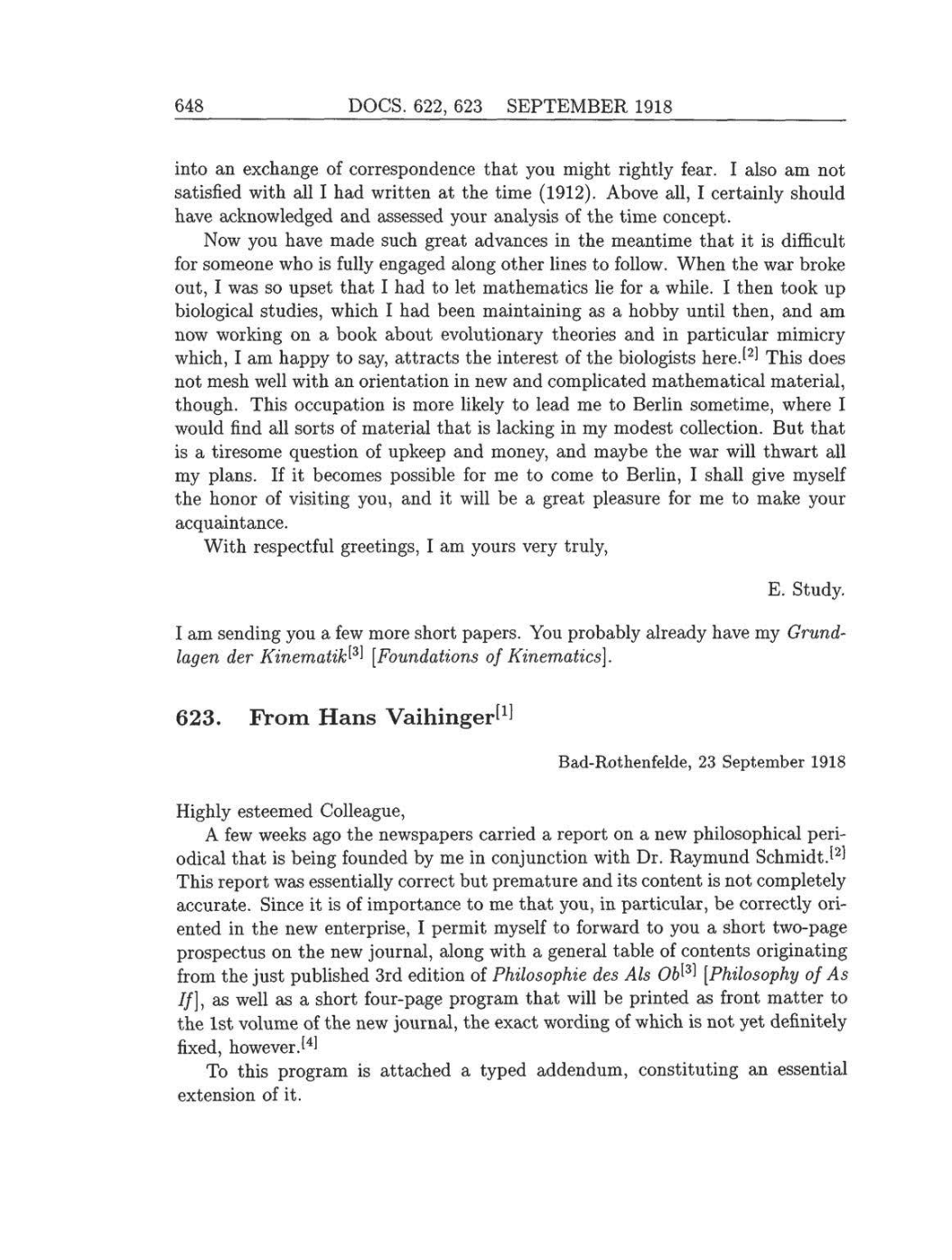 Volume 8: The Berlin Years: Correspondence, 1914-1918 (English translation supplement) page 648