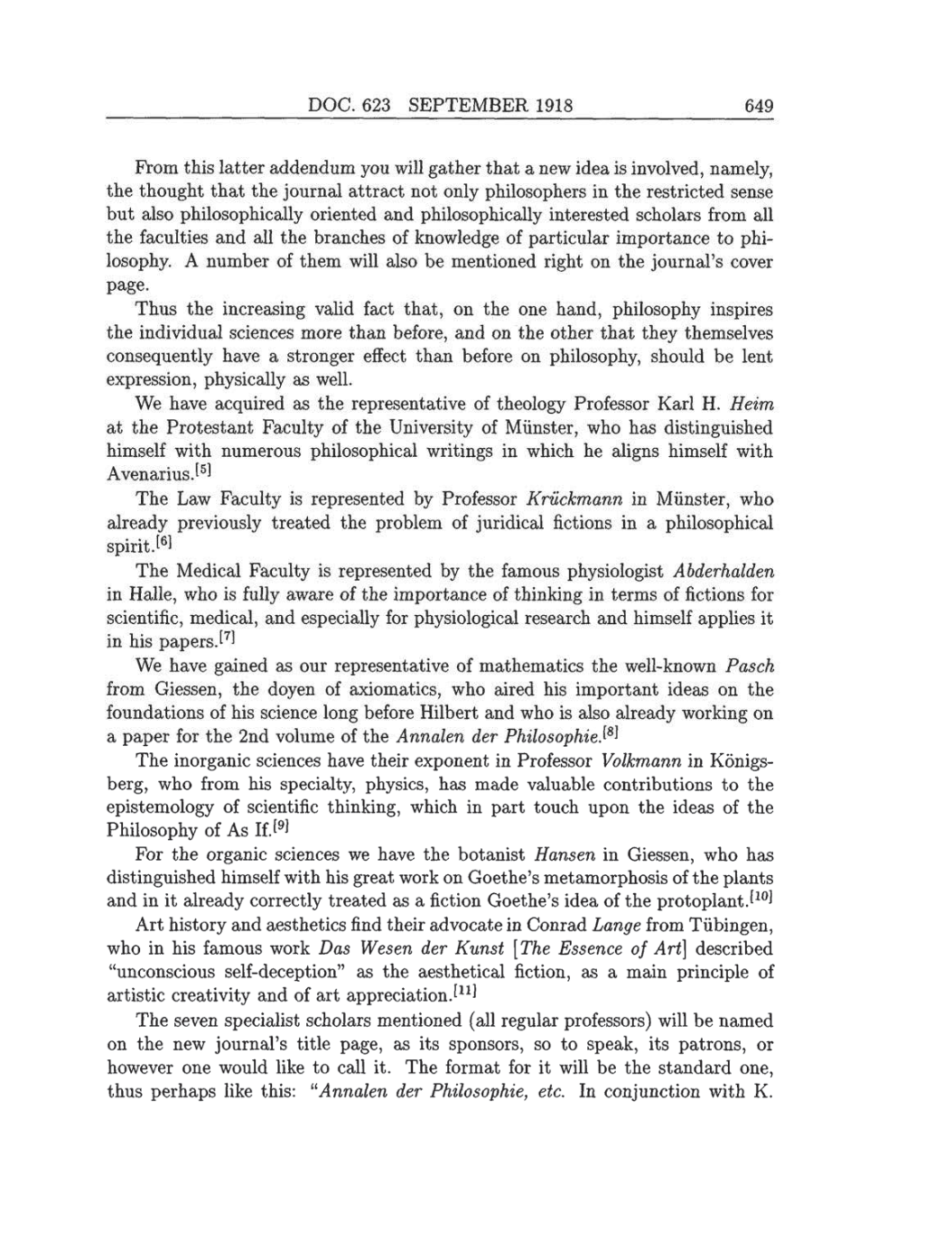Volume 8: The Berlin Years: Correspondence, 1914-1918 (English translation supplement) page 649