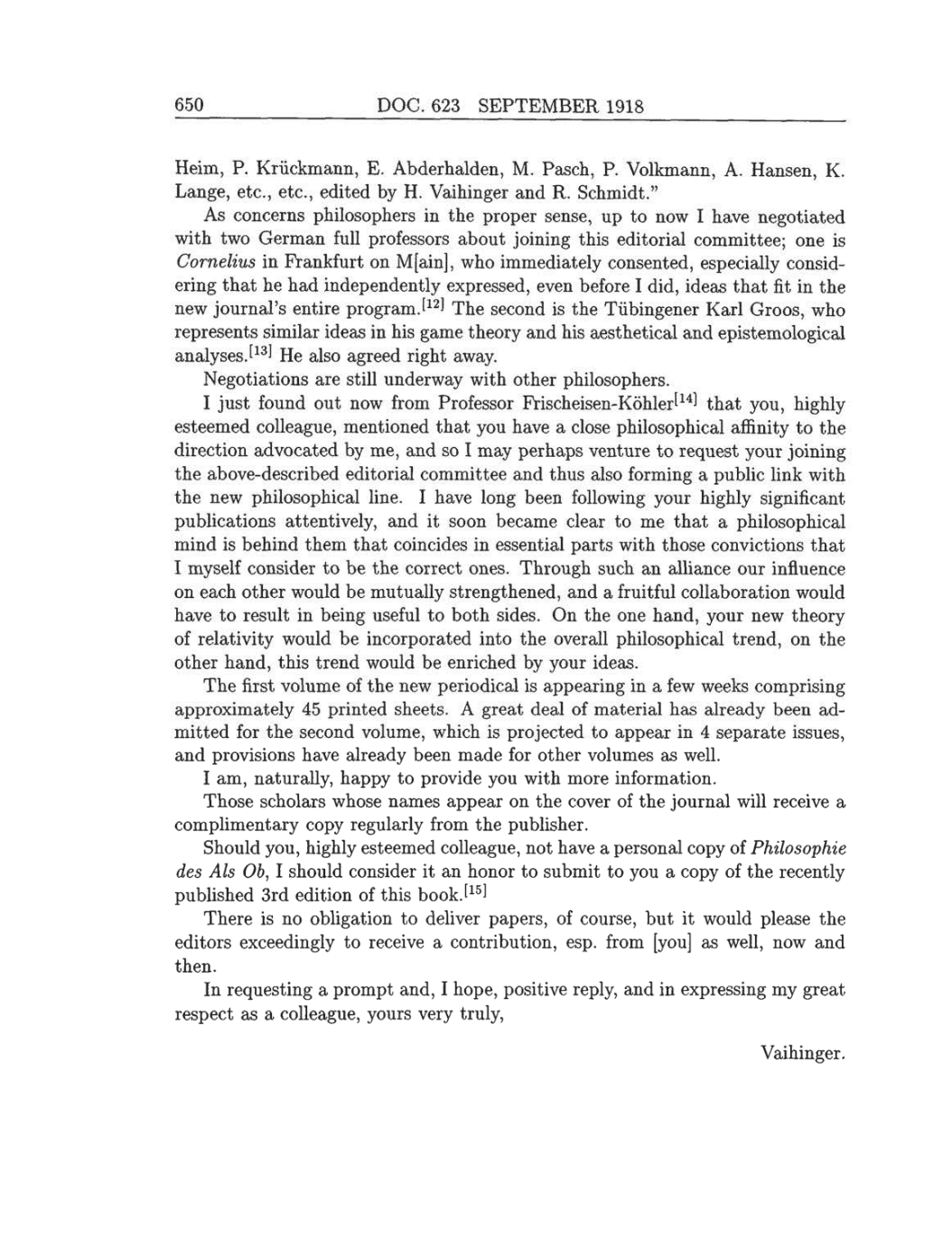 Volume 8: The Berlin Years: Correspondence, 1914-1918 (English translation supplement) page 650