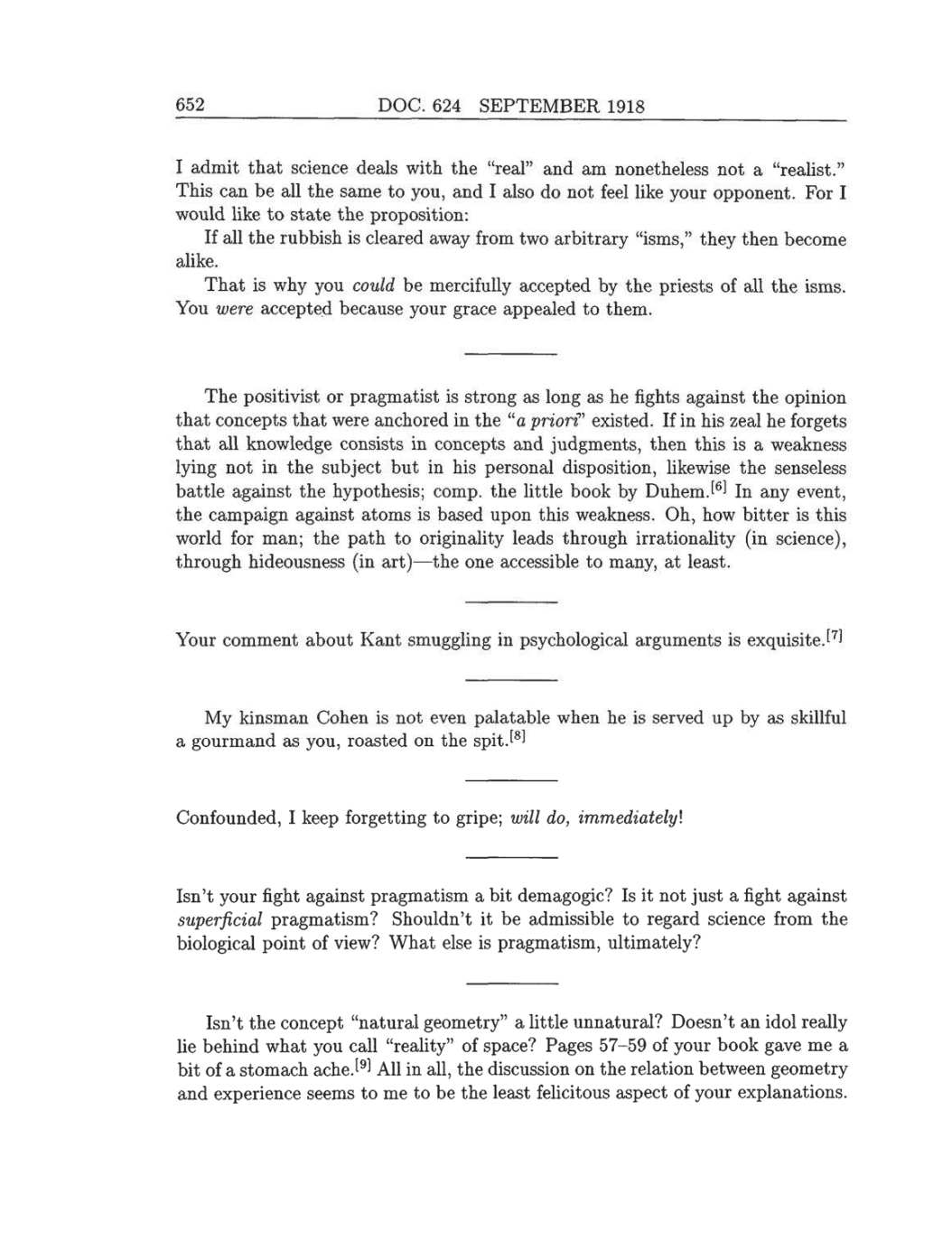 Volume 8: The Berlin Years: Correspondence, 1914-1918 (English translation supplement) page 652