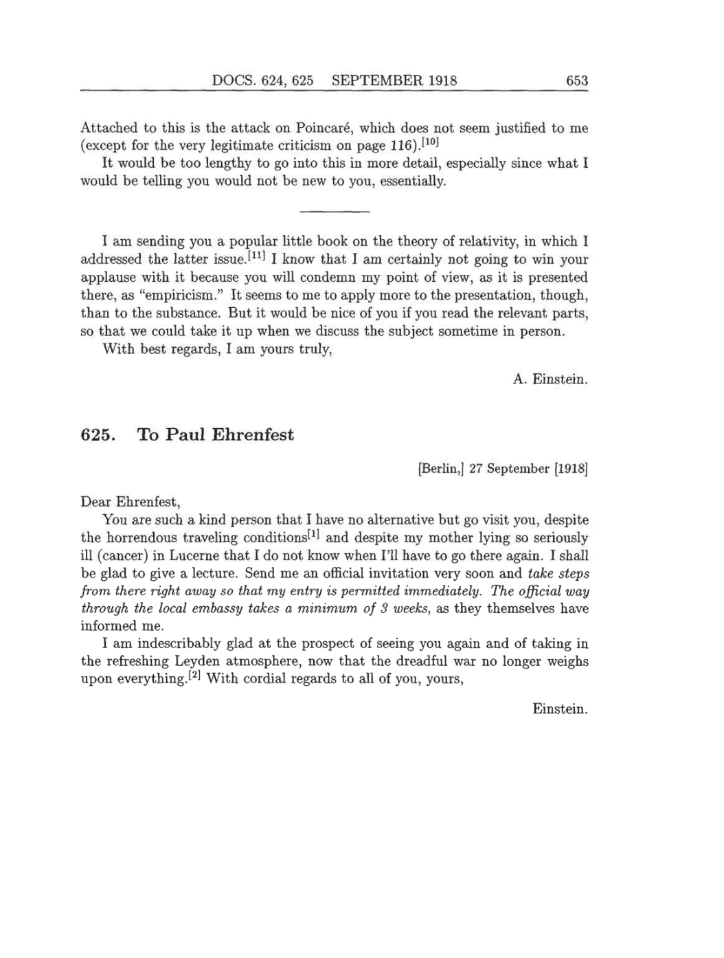 Volume 8: The Berlin Years: Correspondence, 1914-1918 (English translation supplement) page 653