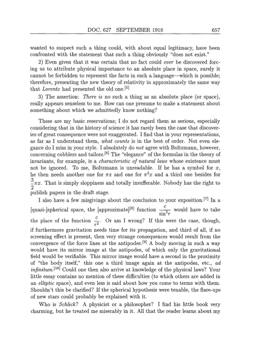 Volume 8: The Berlin Years: Correspondence, 1914-1918 (English translation supplement) page 657