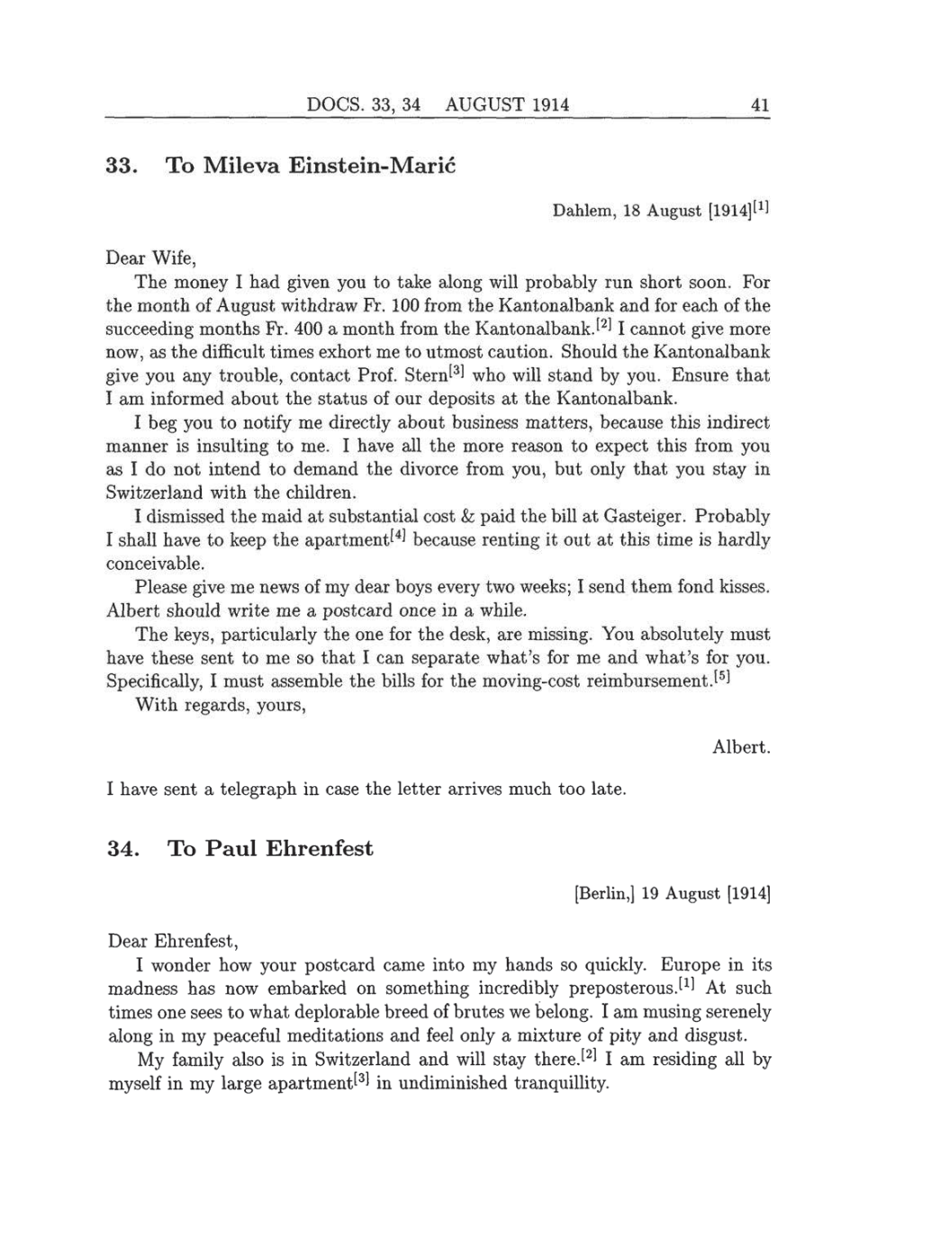 Volume 8: The Berlin Years: Correspondence, 1914-1918 (English translation supplement) page 41