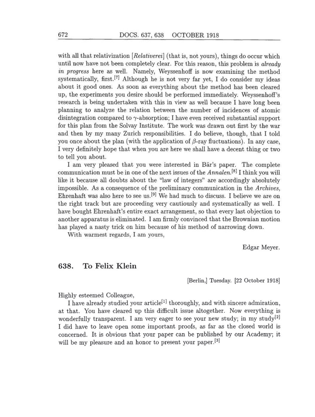 Volume 8: The Berlin Years: Correspondence, 1914-1918 (English translation supplement) page 672