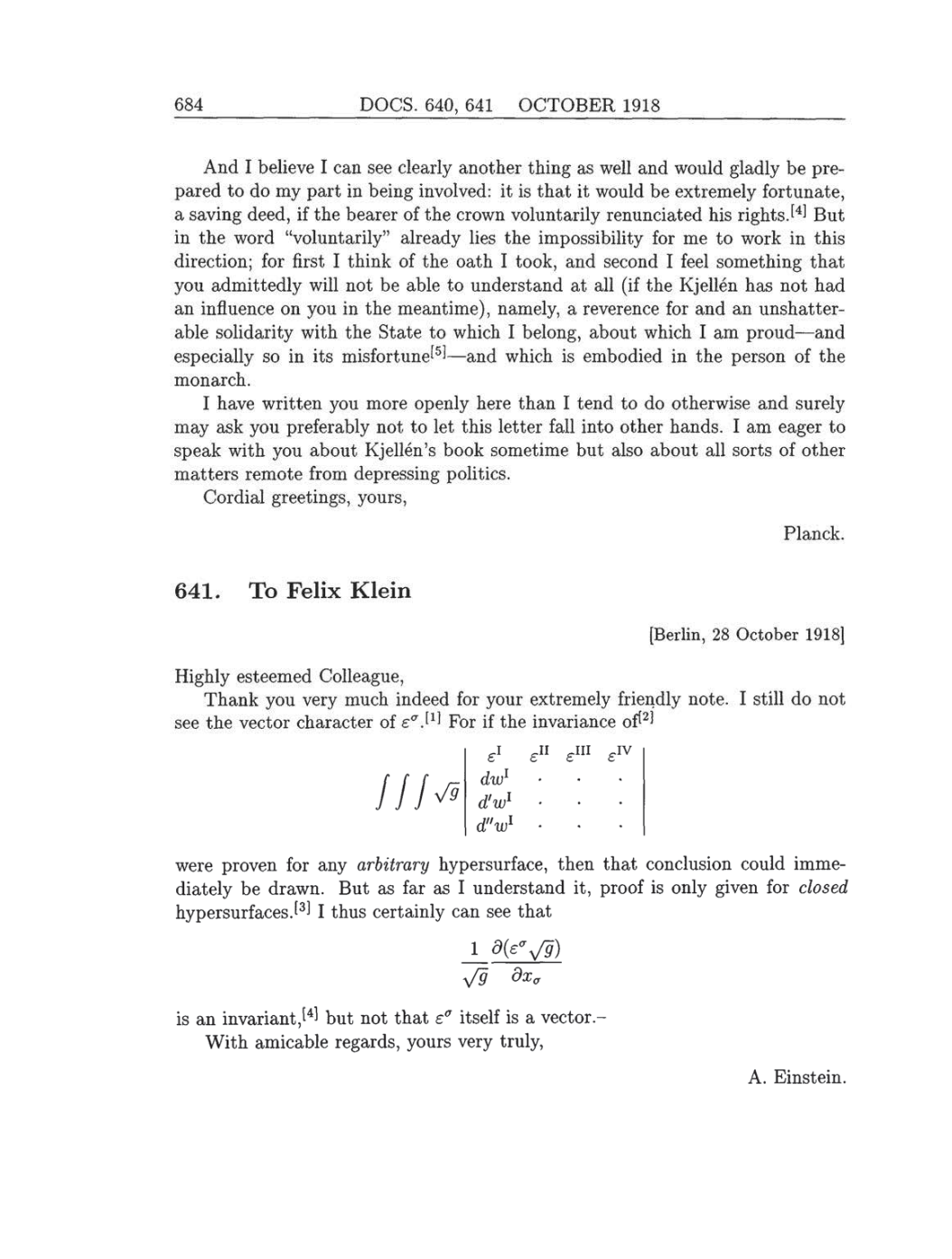 Volume 8: The Berlin Years: Correspondence, 1914-1918 (English translation supplement) page 684