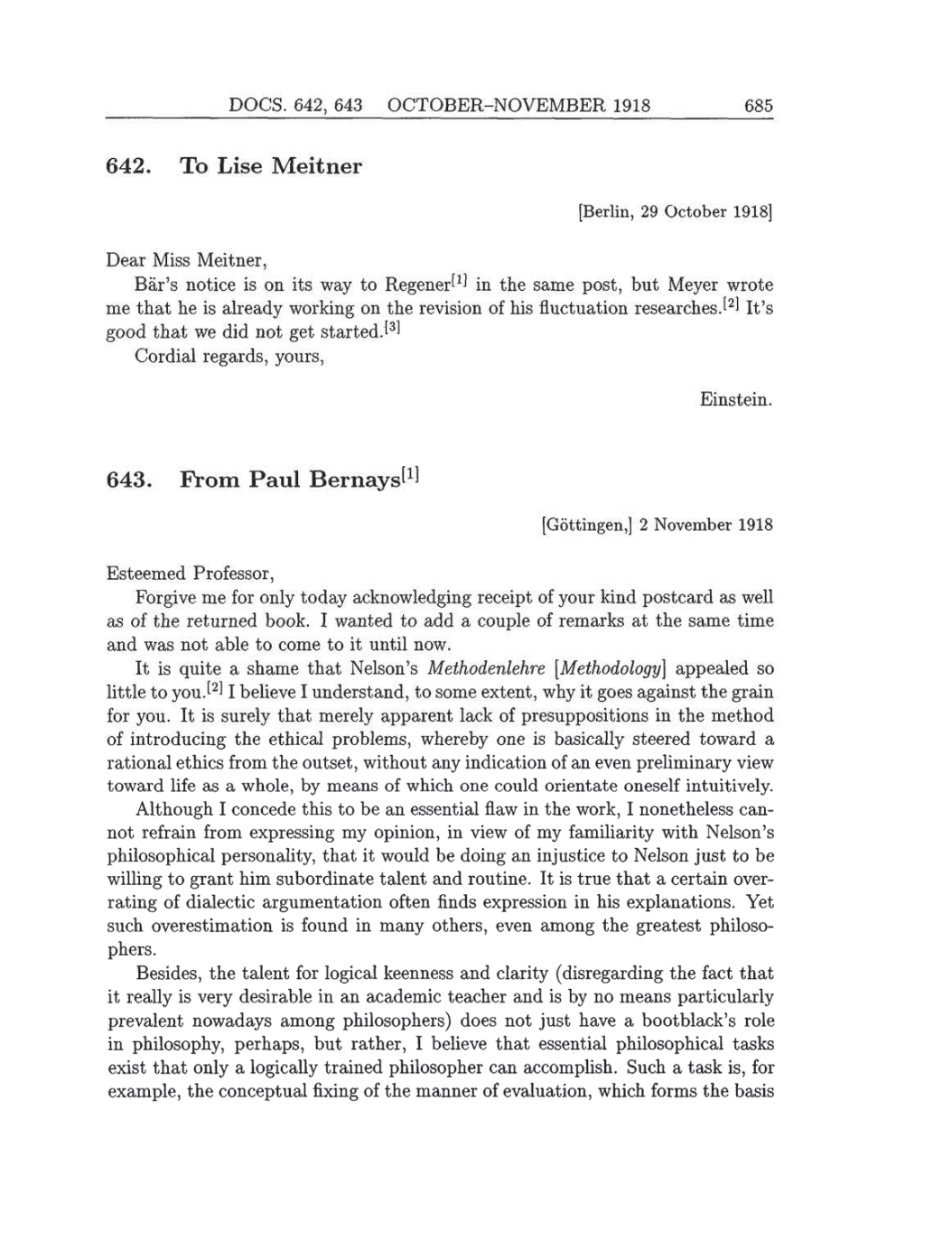 Volume 8: The Berlin Years: Correspondence, 1914-1918 (English translation supplement) page 685