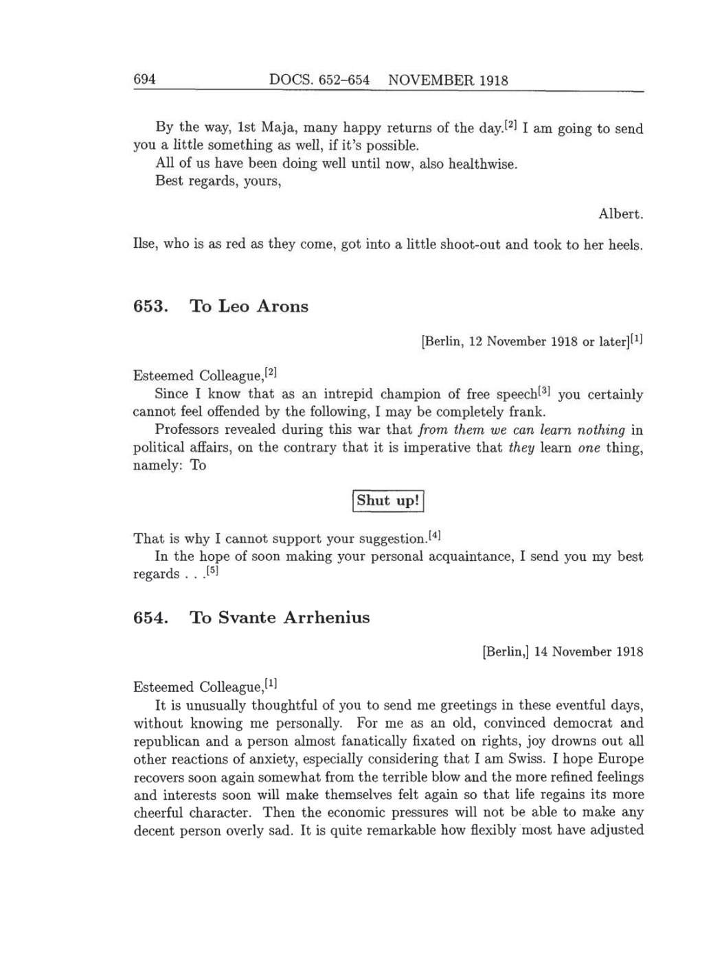 Volume 8: The Berlin Years: Correspondence, 1914-1918 (English translation supplement) page 694