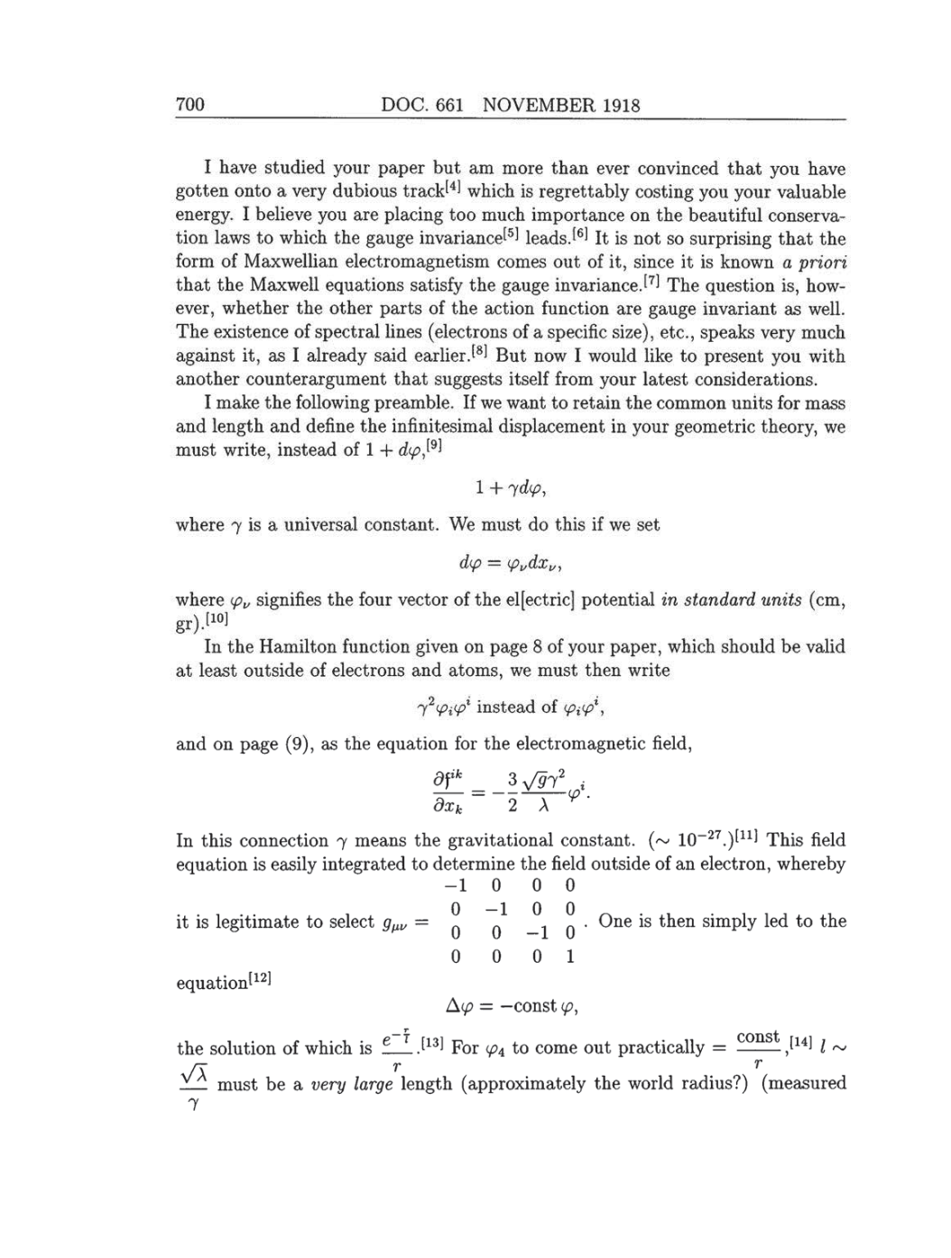 Volume 8: The Berlin Years: Correspondence, 1914-1918 (English translation supplement) page 700